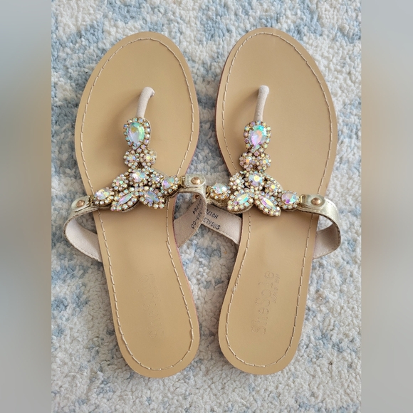 Rhinestone sandals size 7 - Picture 2 of 4